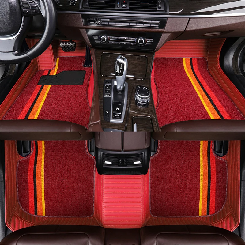 

JSOSFAI Custom Fit Car Floor Mat Double Layers ECO Leather for Jaguar XF XE XJL XJ6 XJ6L F-PACE F-TYPE brand firm soft car acces