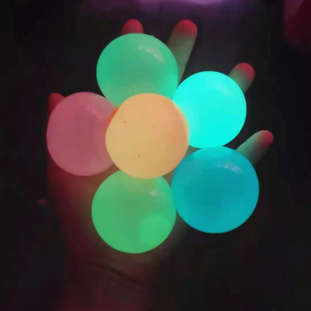 

1pc Luminous Sticky Wall Ball Toys Sticky Wall Ball Suction Wall Glowing Toy Ball Children Adult Decompression Wall Ball Toy
