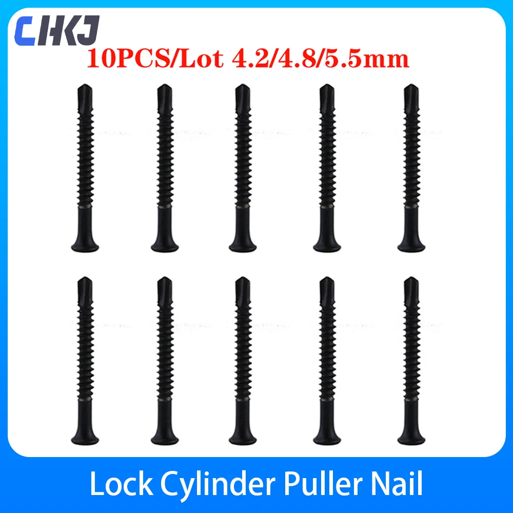 

CHKJ 10PCS Lock Cylinder Puller Nail Puller Professional Locksmith Tool Stainless Steel Nail Puller Screws Cylinder Extractor