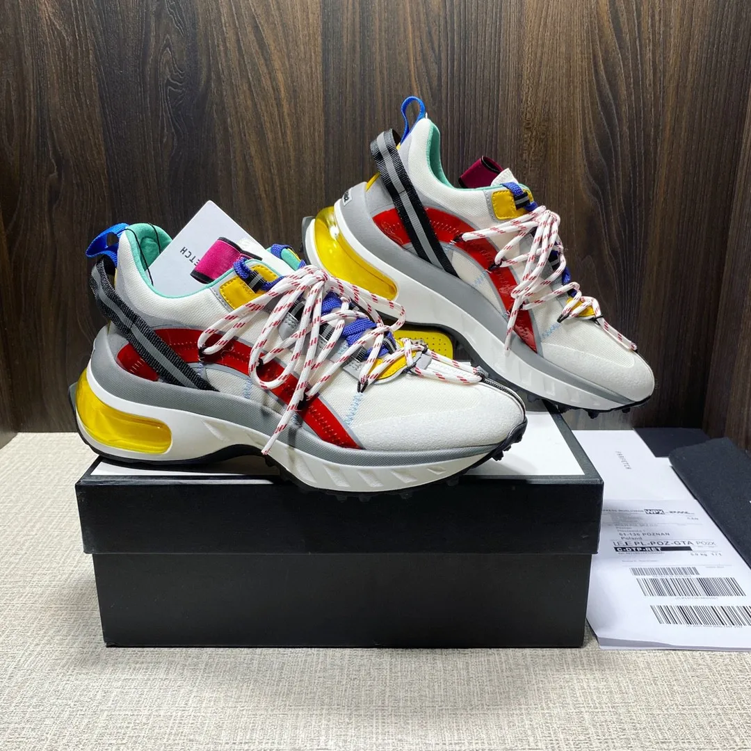 

Мужские кроссовки для бега Dsquared2, дышащие кроссовки с перекрестной шнуровкой, повседневные разноцветные кроссовки в стиле пэчворк, 38-45, новы...