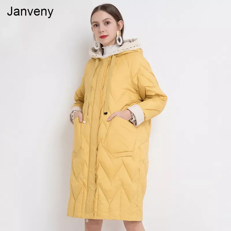 

2022NEW Down Jacket Women Winter 2021 New Long Feather Parkas For Female Hooded 90% White Duck Down Coat Loose Snow Outwear