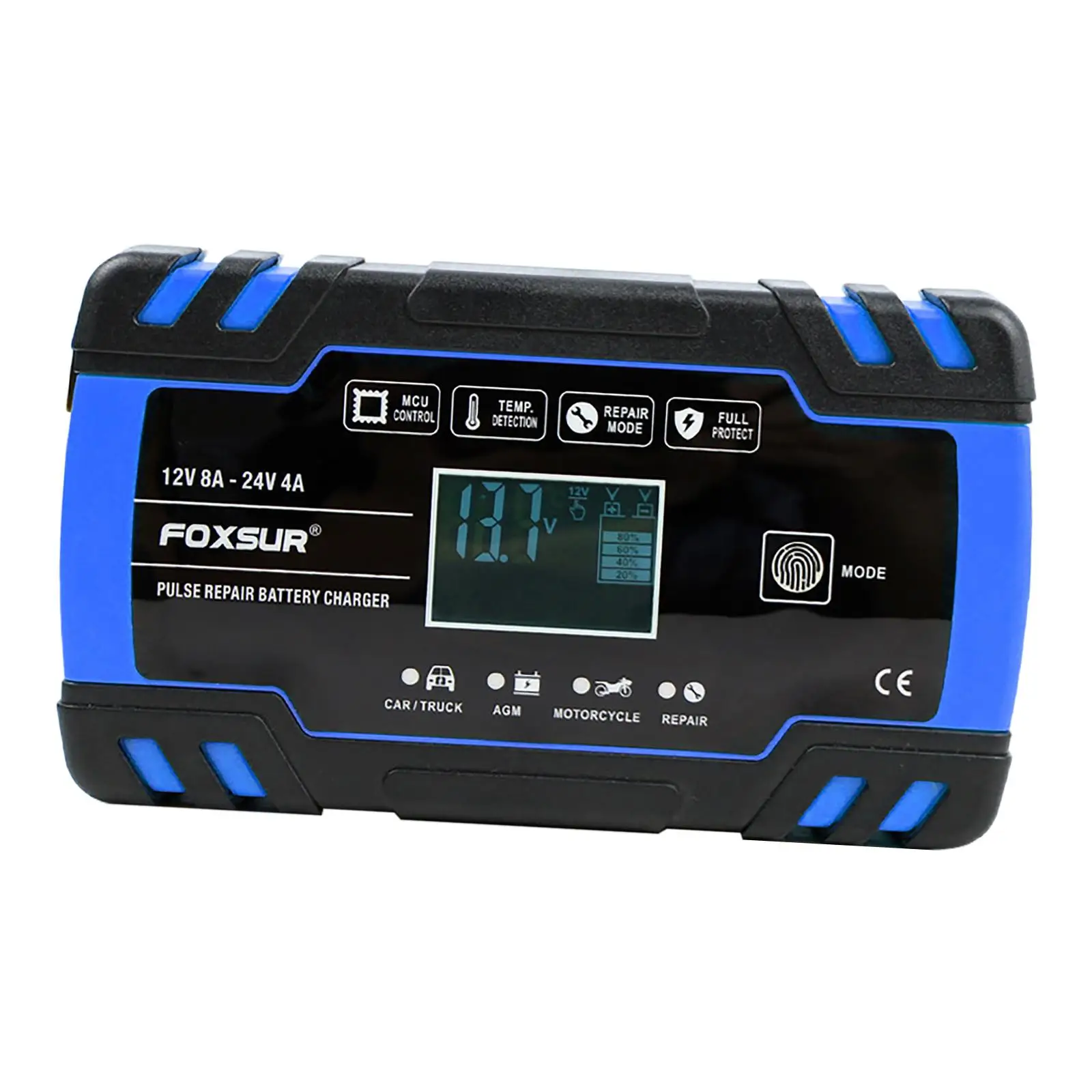 Automatic Car Battery Charger 12V/8A 24V/4A with LCD Display 3-Stage PULSE Repair Charger for Car RV Truck Lawn Mower
