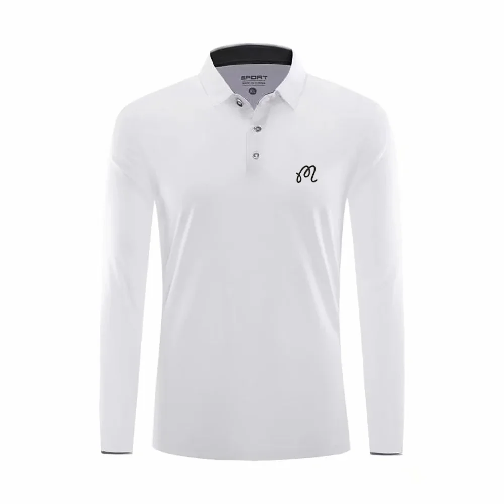 Men's Polo Long Sleeved Sports Golf Shirt Breathable and Quick Drying Spring Autumn Clothing