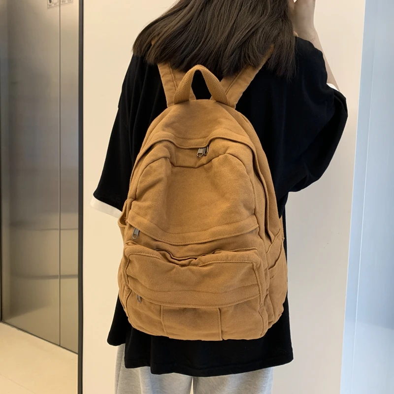 

Модный холщовый школьный ранец для женщин 2023, рюкзак для колледжа, Женская вместительная Повседневная Холщовая Сумка, школьный дорожный рюкзак