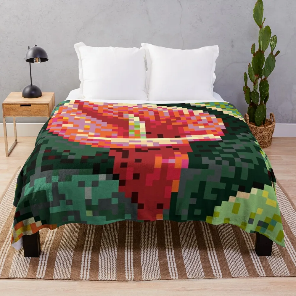 Pixel Art Цветок антуриума — одеяло с тропическим цифровым растительным дизайном