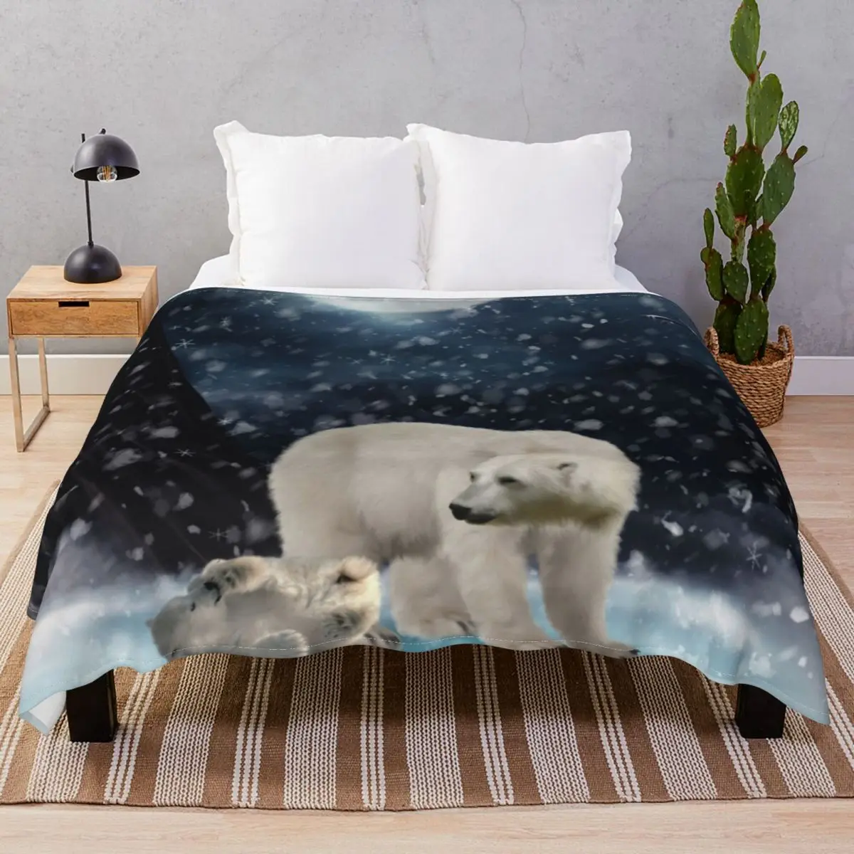 Polar Bear Blankets Fleece Autumn/Winter Ultra-Soft Throw Blanket for Bedding Sofa Camp Office