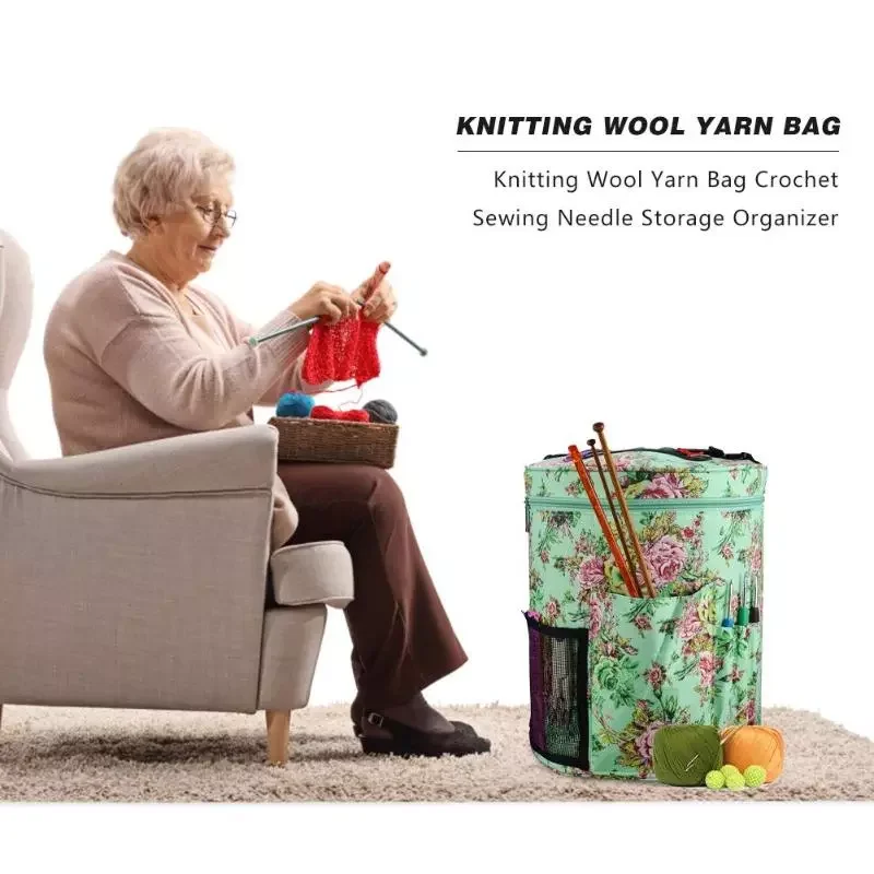 

NewStyles Yarn Storage Knitting Bag Large Yarn Knitting Tote Bag For Crochet Hooks and Knitting Needles Yarn Balls