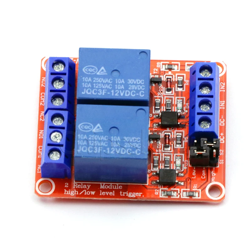

2-way Relay module with optical coupling isolation to support high and low level trigger 12V