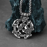 vintage viking valhalla borre god necklace mens charm rune amulet pendant scandinavian viking stainless steel jewelry gift