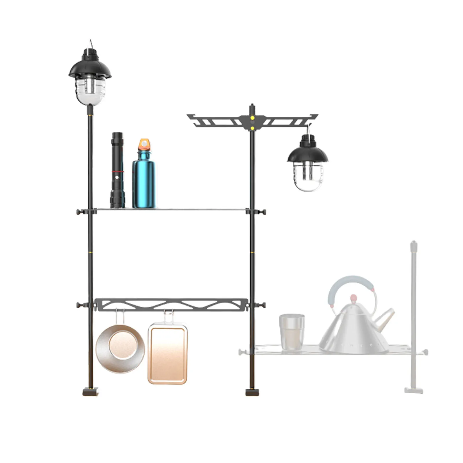 

Camping Lantern Stand Rack Lightweight Camping Tableware Rack Outdoor Lamp Post Hanging Holder Stick For Picnic Hiking Fishing