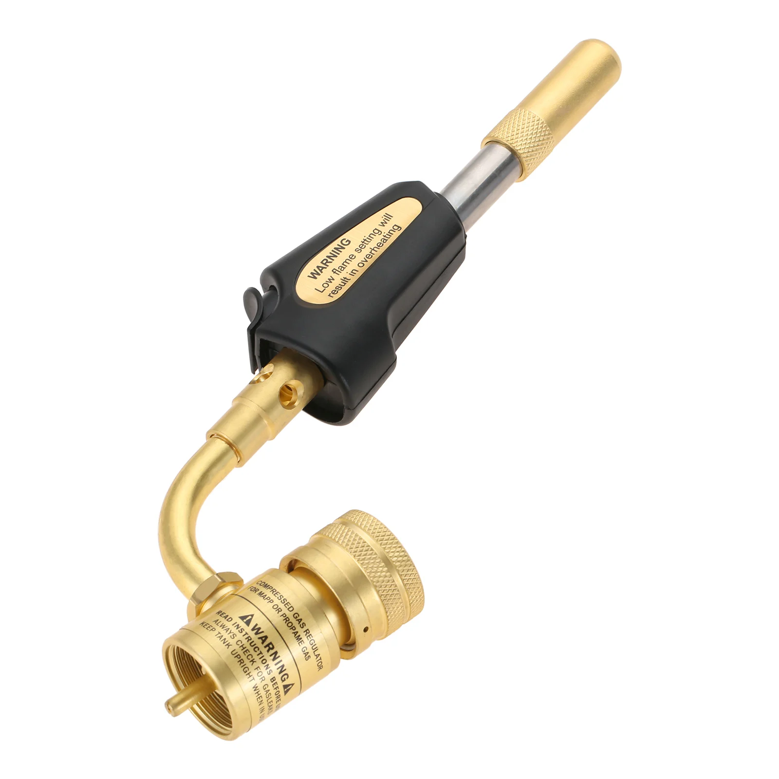 

Solid Brass Propane Mapp Gas Turbo Torch Head Nozzle with Self Ignition Trigger Adjustable Regulator Weld HVAC Brazing BBQ Plumb