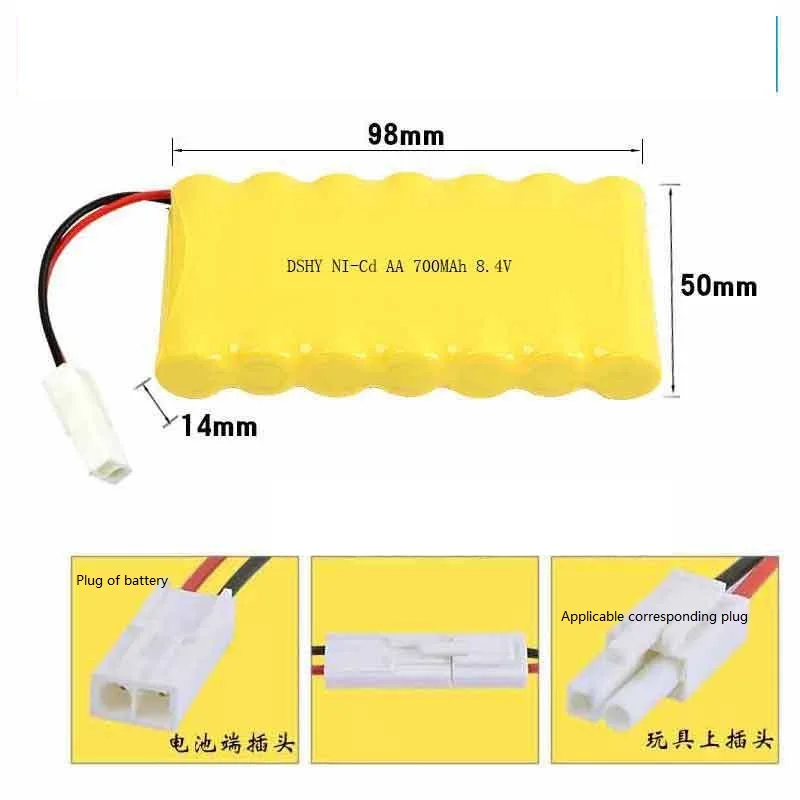 

8.4v 700mAh NIMH Battery For RC Toys Cars Boats Robots Tanks Gun AA 700mAh 8.4v Rechargeable Battery Pack