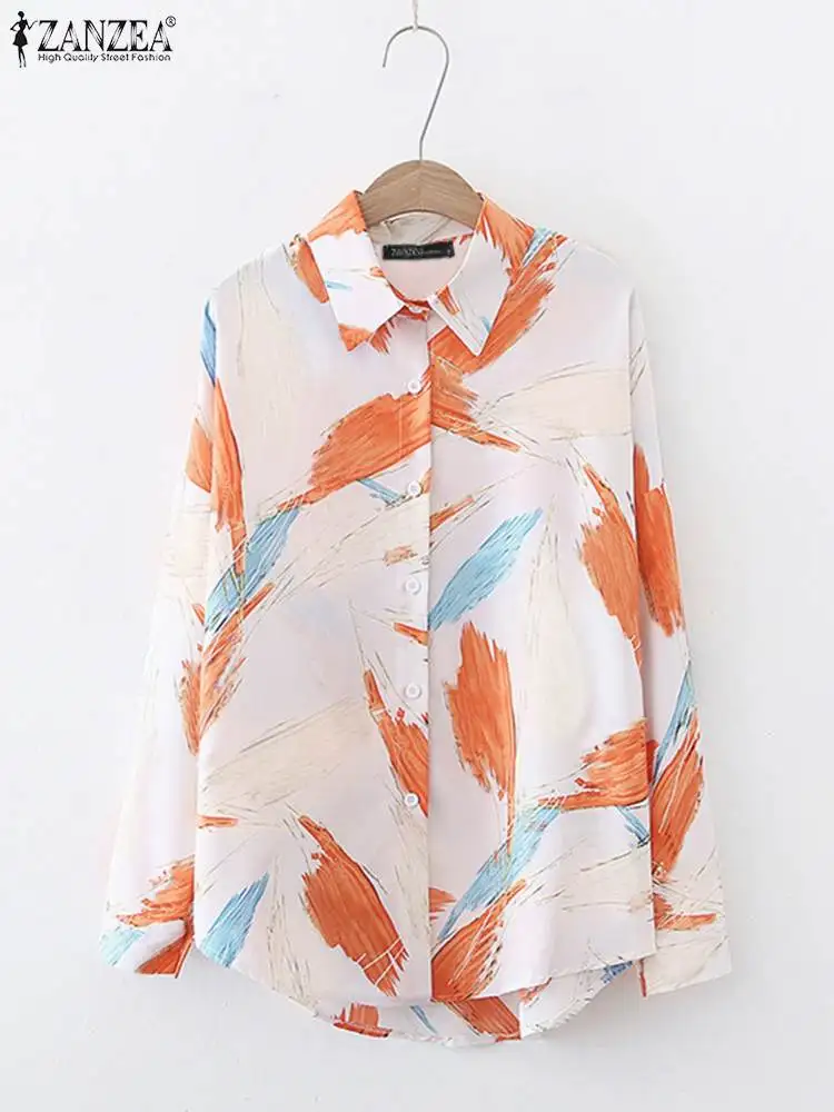 

ZANZEA Fashion Shirt Oversized Blusas Femininas Elegant Dating Bohemian Tops Tunic 2022 Spring Women Printed Long Sleeve Shirtts