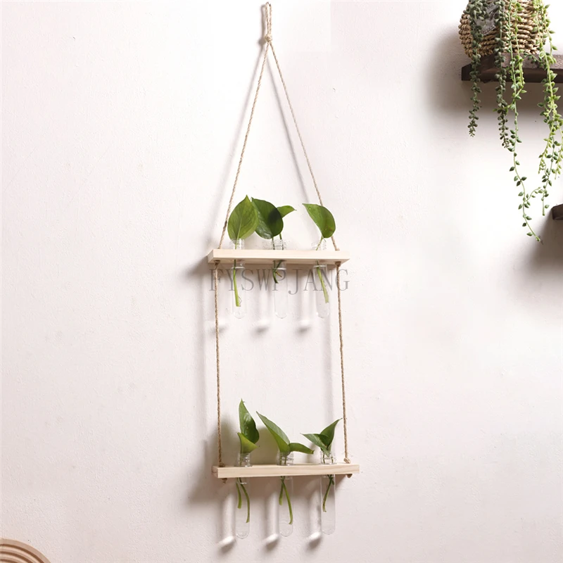 Богемная деревянная ваза для пробирок домашняя настенная подвеска контейнер