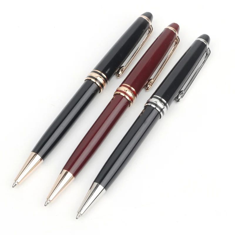 

Luxury MB Black Resin Ballpoint Pen Business Best Rollerball Fountain Pen for Writing Inlay Series Number Platinum Coated 163