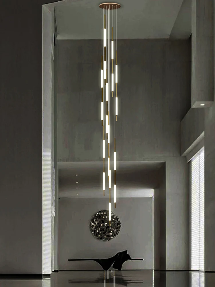 

Светодиодная Люстра для лестницы последнего дизайна, простой креативный Хрустальный длинный потолочный светильник в форме капли воды для гостиной