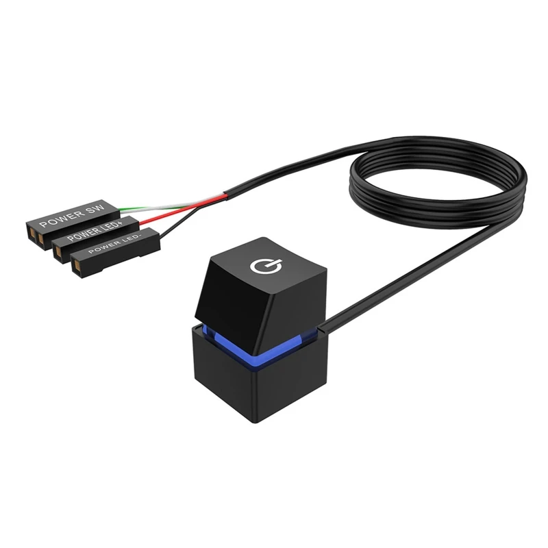 

2m Portable Colorful LED Light Computer Desktop Switch PC Motherboard External Start Power On/Off Button Extension Cable