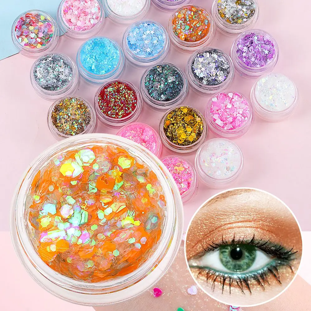 

1 PC Hot Sale Holographic Eyeshadow Sequins Gel Hair&Lips Makeup Eye Eyebrow Shimmer Glitter Decoration Portable Cosmetic