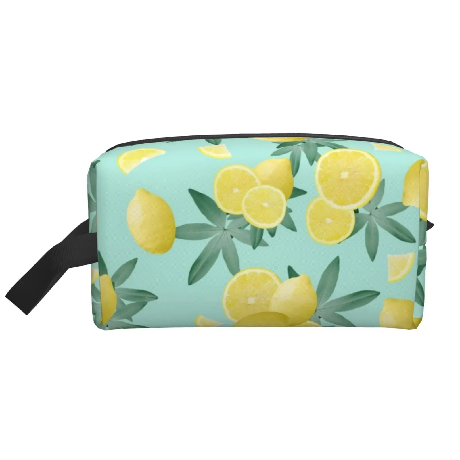 

Lemon Twist Vibes #4 #Tropical #Fruit #Decor #Art Portable Storage Bag Bathroom Travel Large Size Color Collage Pattern Green