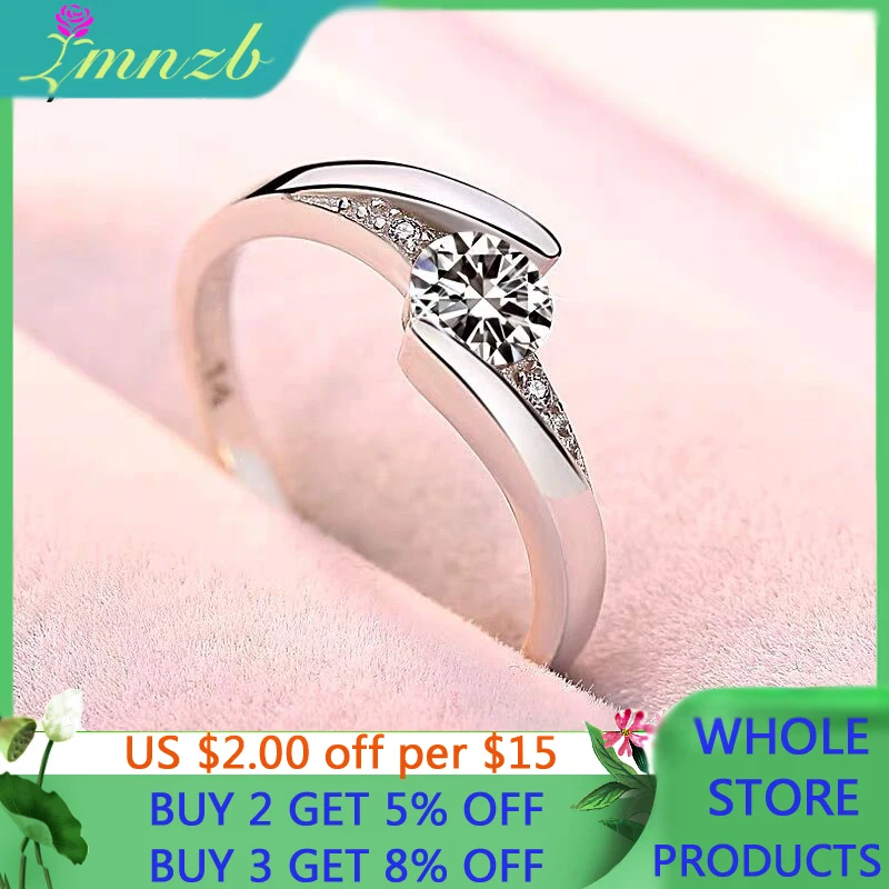 

LMNZB Genuine Tibetan Silver Ring Fashion Women Girl Jewelry Wedding Band Zircon CZ Engagement Rings R036