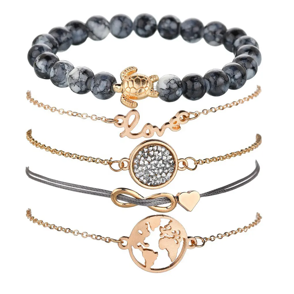 

5pack/lot Safe Ingredients Bracelets Set Skin-friendly And Rustproof For Official Events Romantic