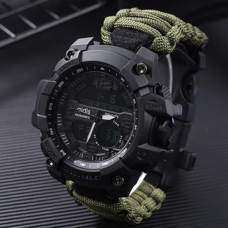 Addyes-reloj deportivo militar para hombre, pulsera Digital multifunción con brújula, resistente al agua, de cuarzo, para exteriores