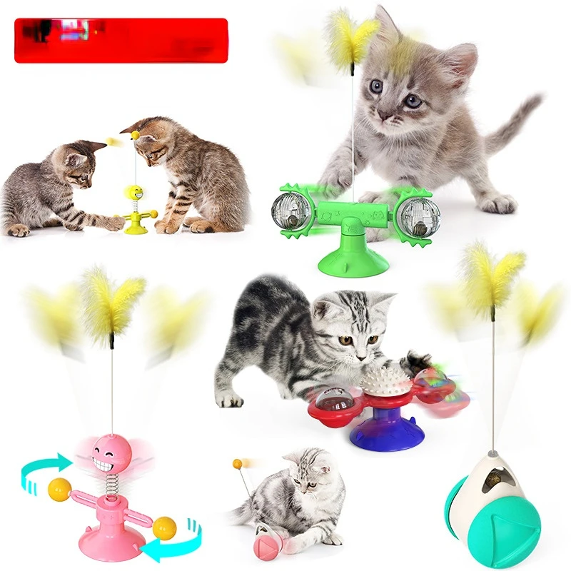 

New Pet Products Windmill Turntable Cat Toy Feather Cat Stick
