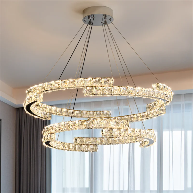 

Chandeliers Lights Led New K9 Crystal Hanging Kitchen Home Living Room Decoration Pendant Lamp Lustre Indoor Fixture