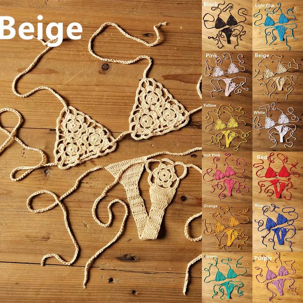 Бюстгальтер-стринги сексуальный купальник стринги ярко-розовый светло-голубой