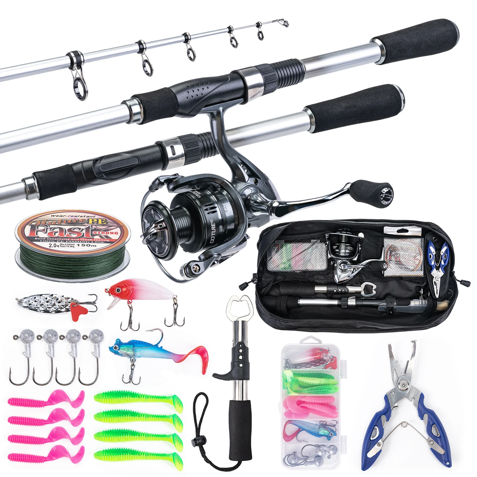 Goture 2.1m 2.4m 2.7m Carbon Telescopic Spinning Fishing Rod