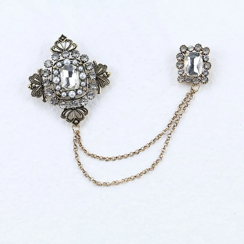 Роскошные женские и мужские Броши barстразы цепочка модные креативные корсажные