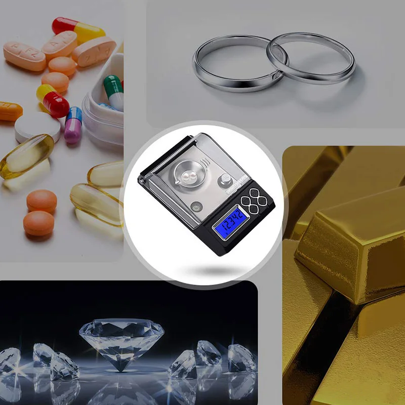 High Precision Digital Milligram Pocket Scale 50G/0.001G Lab Analytical Balances Sensitivity Weighing Pans