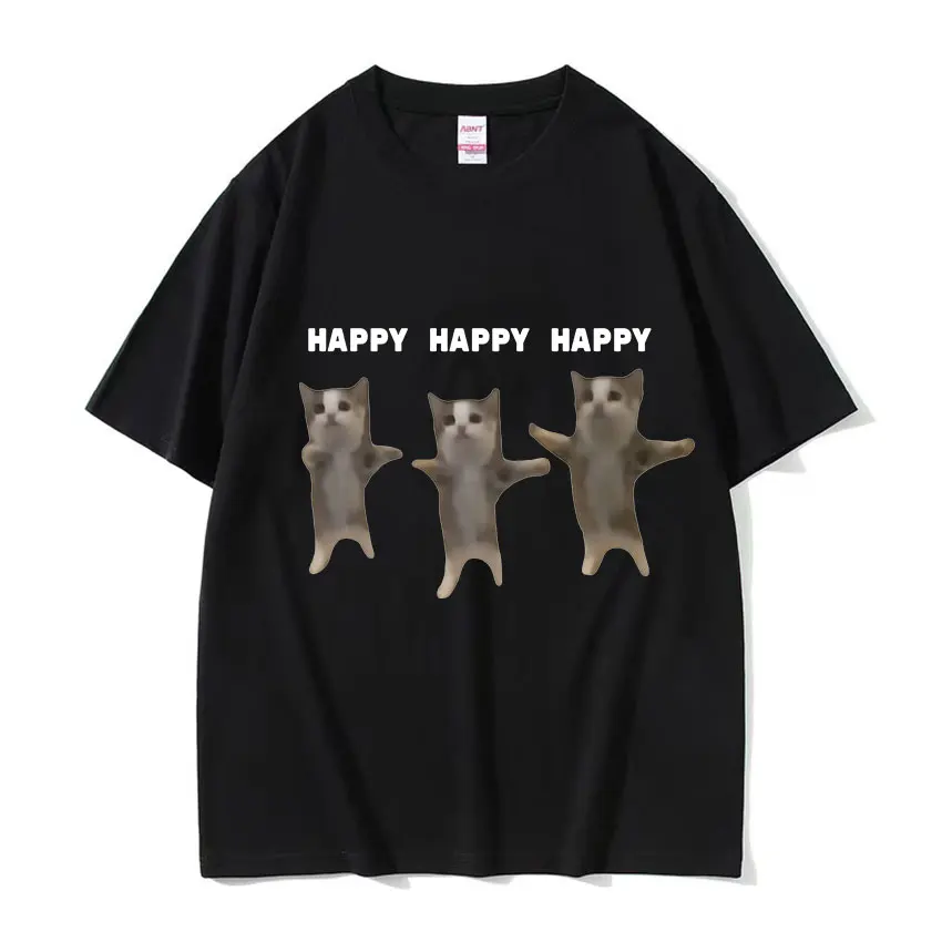 

Забавная Милая футболка с рисунком кота и мема, танцевальная футболка с веселым котом, модная футболка унисекс, летние парные повседневные футболки большого размера из 100% хлопка