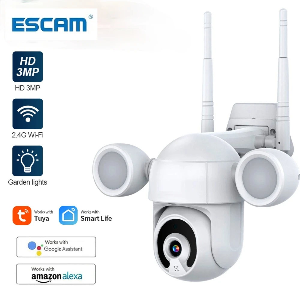 

ESCAM 3MP FHD Wifi Экшн-камера Tuya Smart Life Cloud PTZ Dome Outdoor Google Home Alexa камера видеонаблюдения IP CCTV Cam
