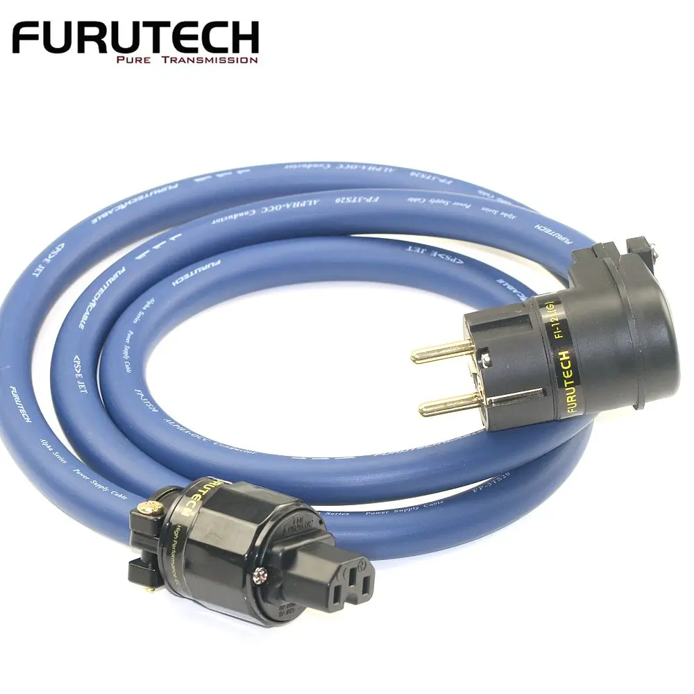 Фото Оригинальный японский кабель питания Furutech FP-3TS20 с синей лентой OCCHiFi 90 °   Изгиб линии обновления компакт-дисков усилителя с вилкой европейского стандарта №1