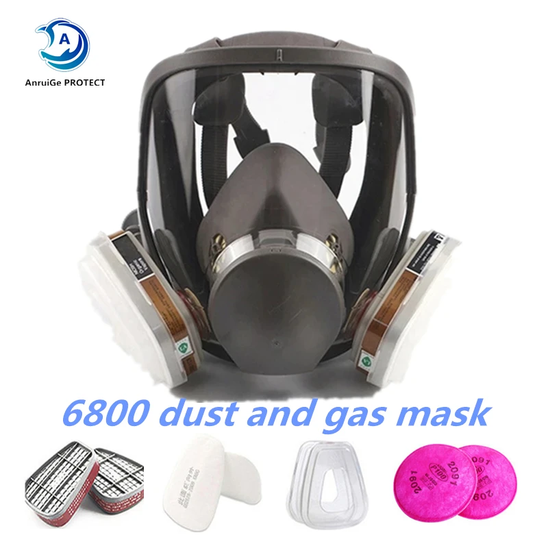 

7 In 1 6800 Industrial Painting Spraying Respirator Gas Mask 2 In 1 Suit Safety Work Filter Dust Full Face Mask Replace 3M