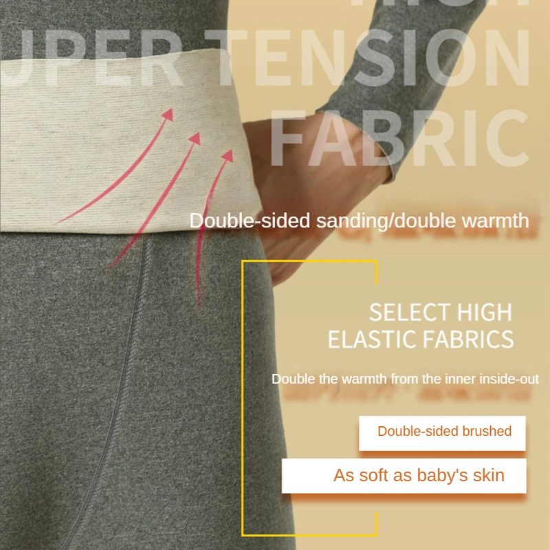 Silk Wool Warm Underwear Cold-Resistant Heat Storage Autumn Suit Seamless Fleece Lined Thickened Base Underwear