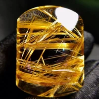natural gold rutilated quartz pendant necklace 32 624 713 2mm rectangle brazil rutilted women men jewelry aaaaaaaa