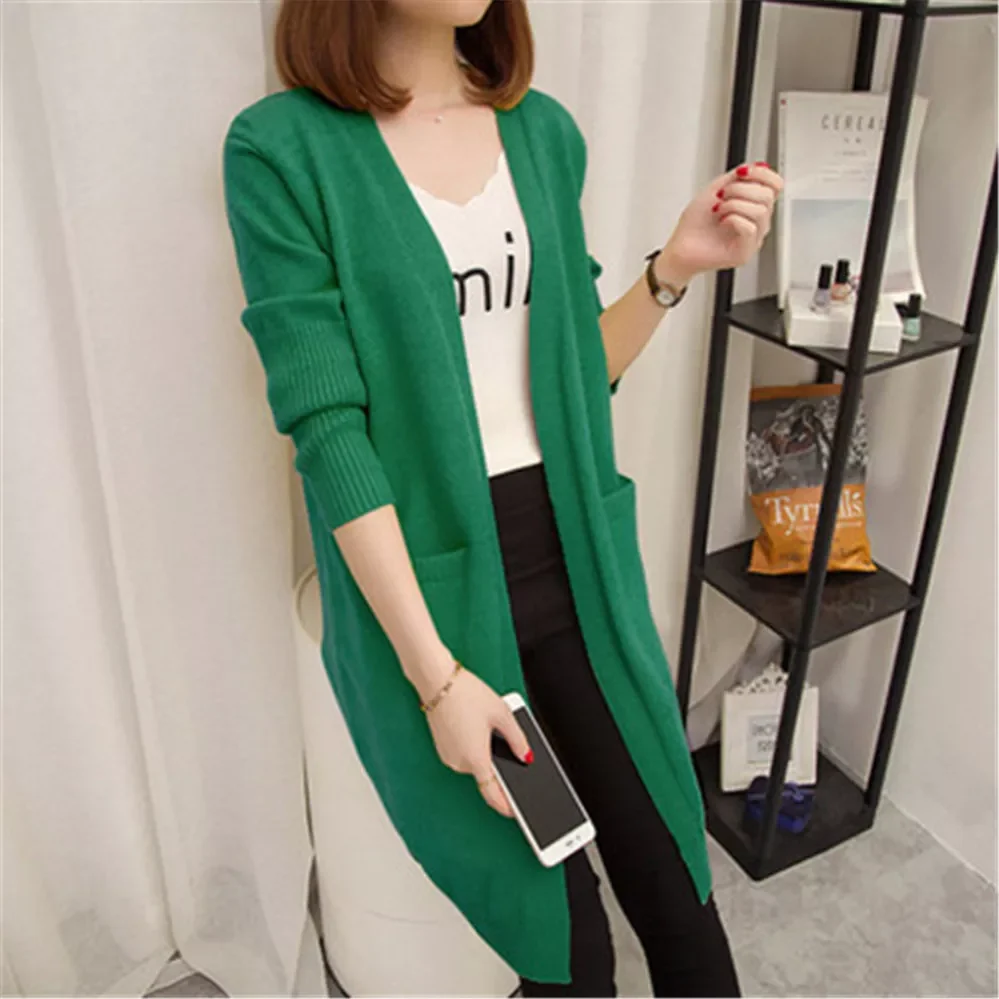 

2022New Cardigan Sweater Women Long-sleeved Jacket Autumn Winter 2020 Women's solid color Large Size Cardigan Sweaters ZY516