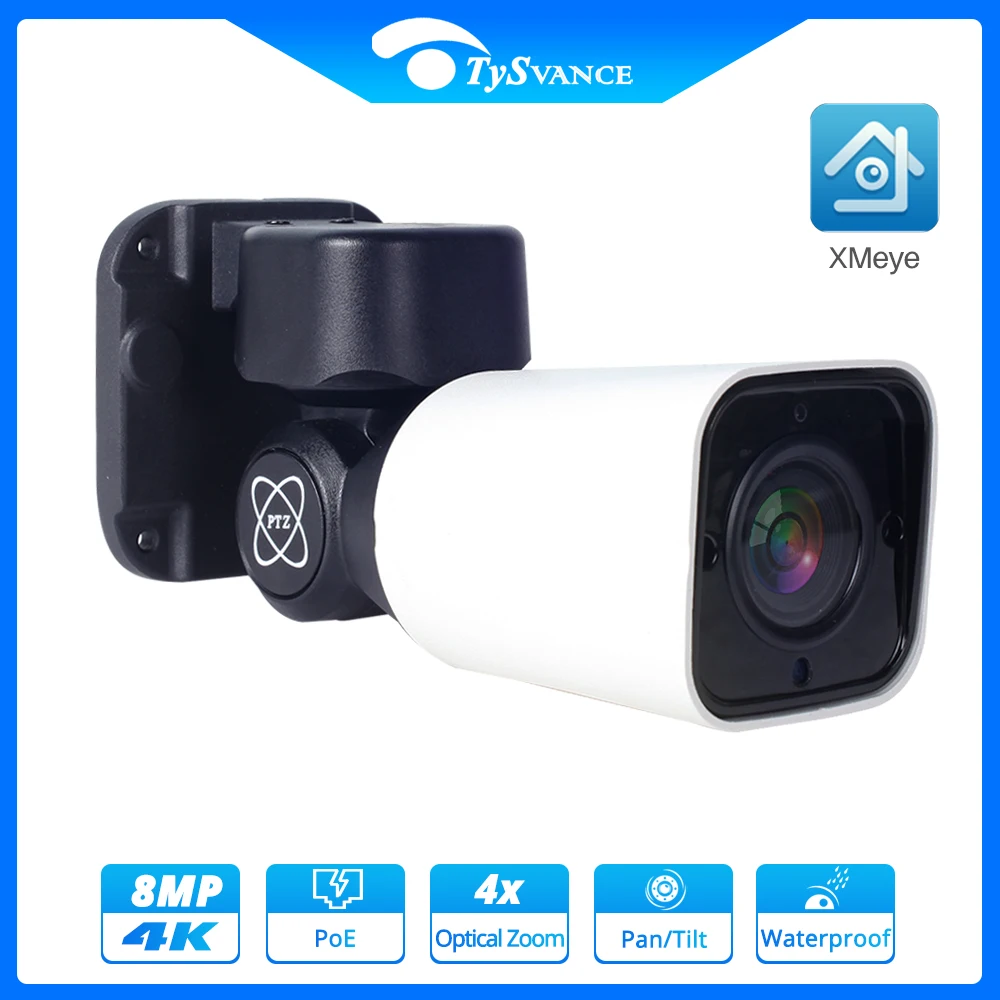 

XMeye HD 4K 8MP 5MP PTZ Bullet IP Camera Outdoor 4X Optical ZOOM Network Waterproof IP66 IR 50M Video CCTV Security 48V POE