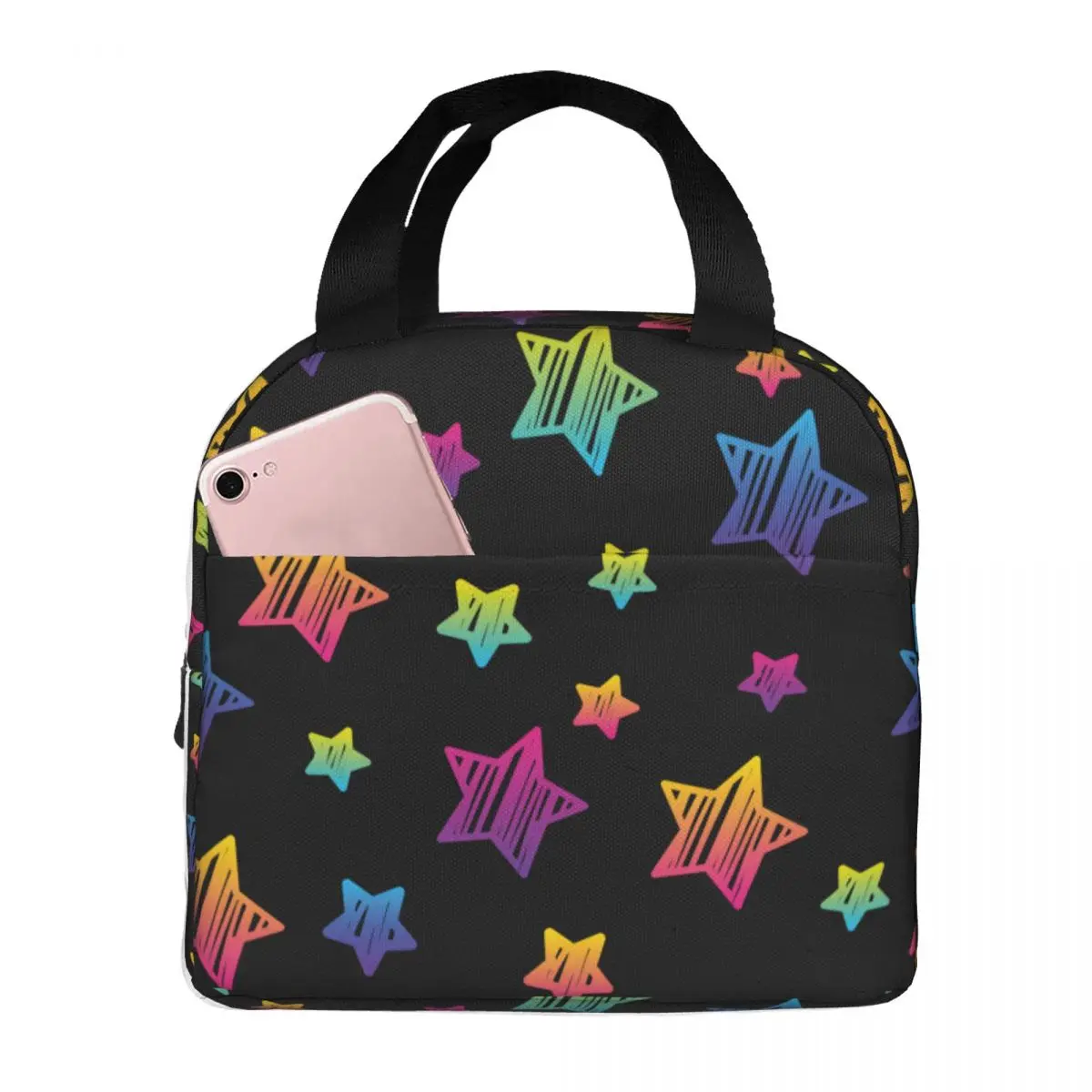 Star Pattern Lunch Bags Portable Insulated Oxford Cooler Bag Thermal Picnic Travel Tote for Women Kids