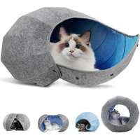 cat bed house indoor for cats foldable multifunction cute shell cat tent scratch resistant cat tunnel tube kitten cat toys cave