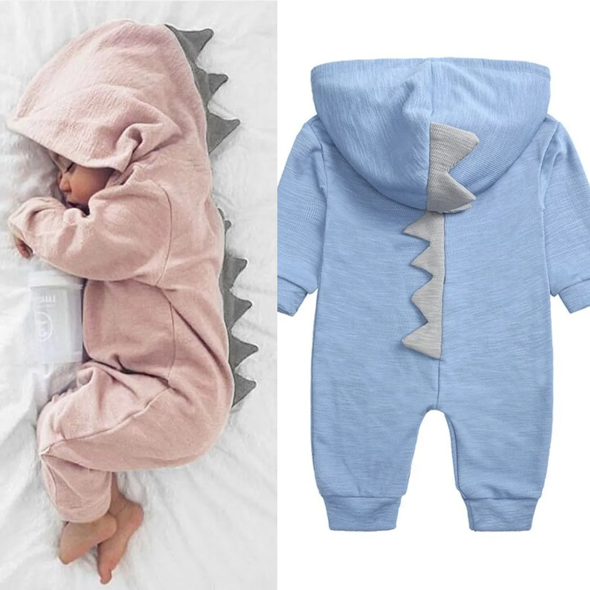 

Autumn New Dinosaur Romper Newborn Infant Baby Boys Girls Cotton Jumpsuit With Zipper Cute Hooded Outfits Cartoon Baby Clothes