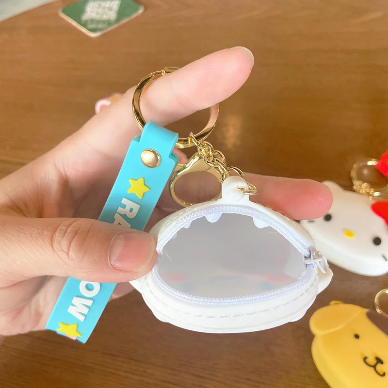 Sanrio брелок для ключей с мультяшным рисунком hello kitty силиконовый кошелек монет