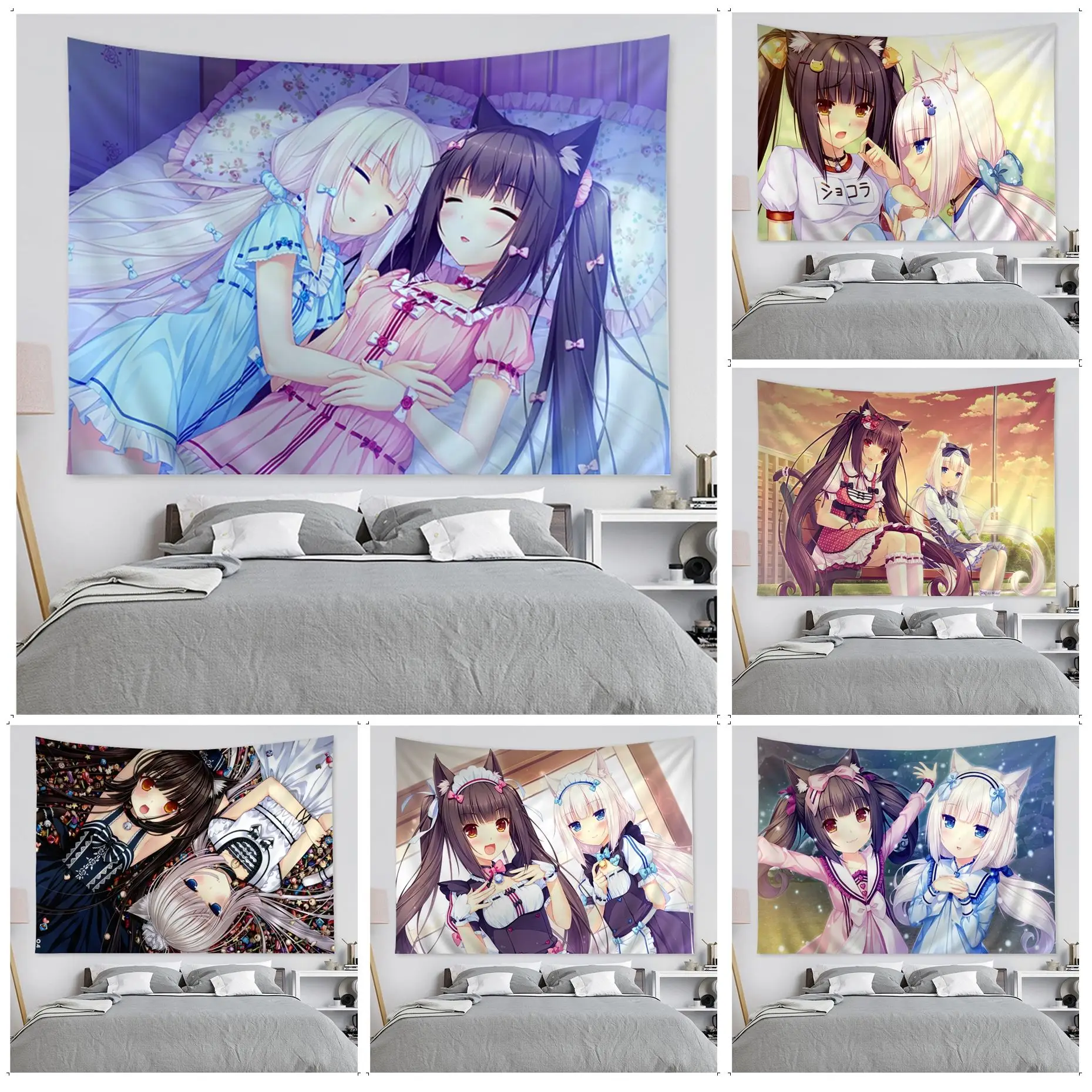 

Chocola Nekopara DIY Wall Tapestry Hanging Tarot Hippie Wall Rugs Dorm Wall Art Decor