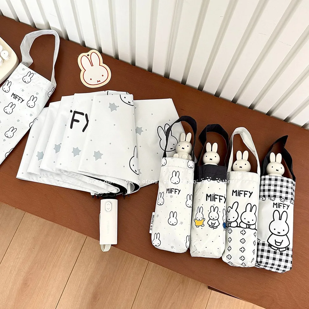 Фото Складной зонт Kawaii Miffy с милым кроликом, ручное открывание/закрывание, компактный, защита от дождя и солнца, УФ-защита, легкий, портативный, подарок для девочки №4