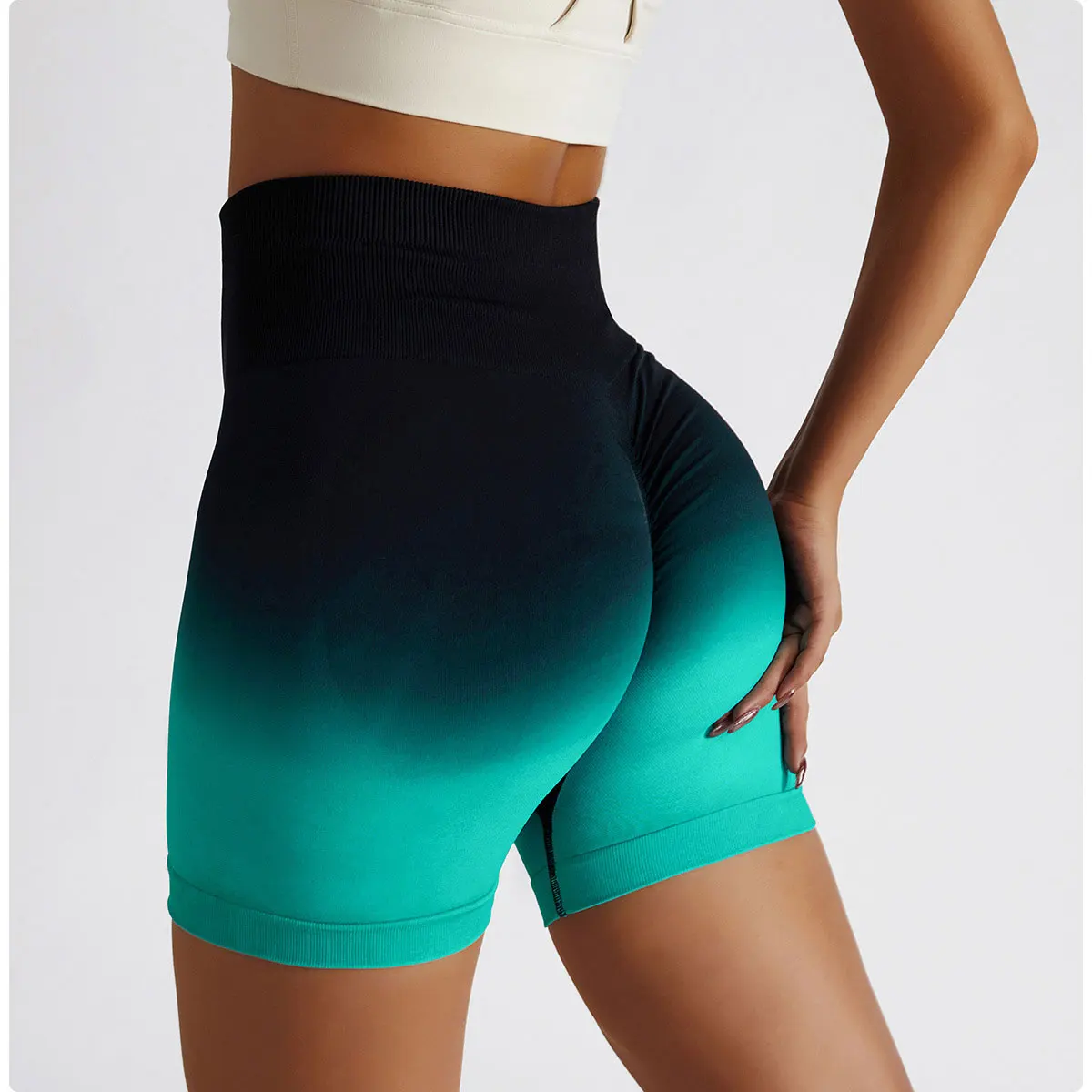 Gradient Sport Shorts Tie Dye Yoga Shorts For Women GYM Seamless Short Pants Push Up Leggings Scrunch Butt Fitness Tights Pants