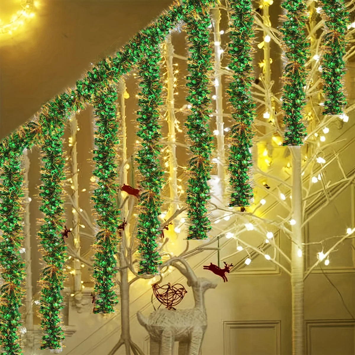 Рождественская блестящая мишура гирлянда с кисточками рождественские украшения