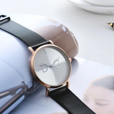 DQG Brand Women Watches Relogio Luxury Women Quartz Watches Fashion Ladies Stainless Steel Rose Gold Mesh Watch Reloj Mujer