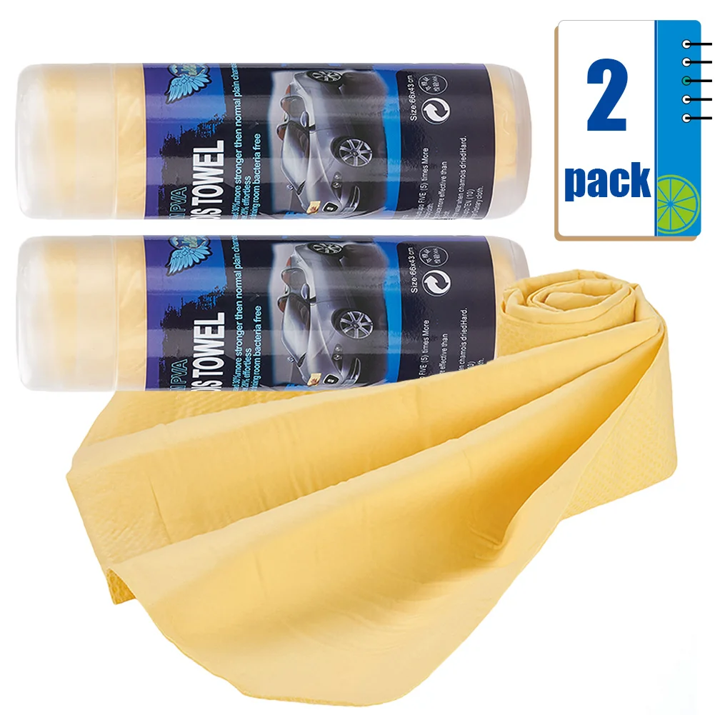 2pcs Premium Chamois Imitation Deerskin Towel Clean Cleaning Car Washing Super Absorbent Dry Cloth